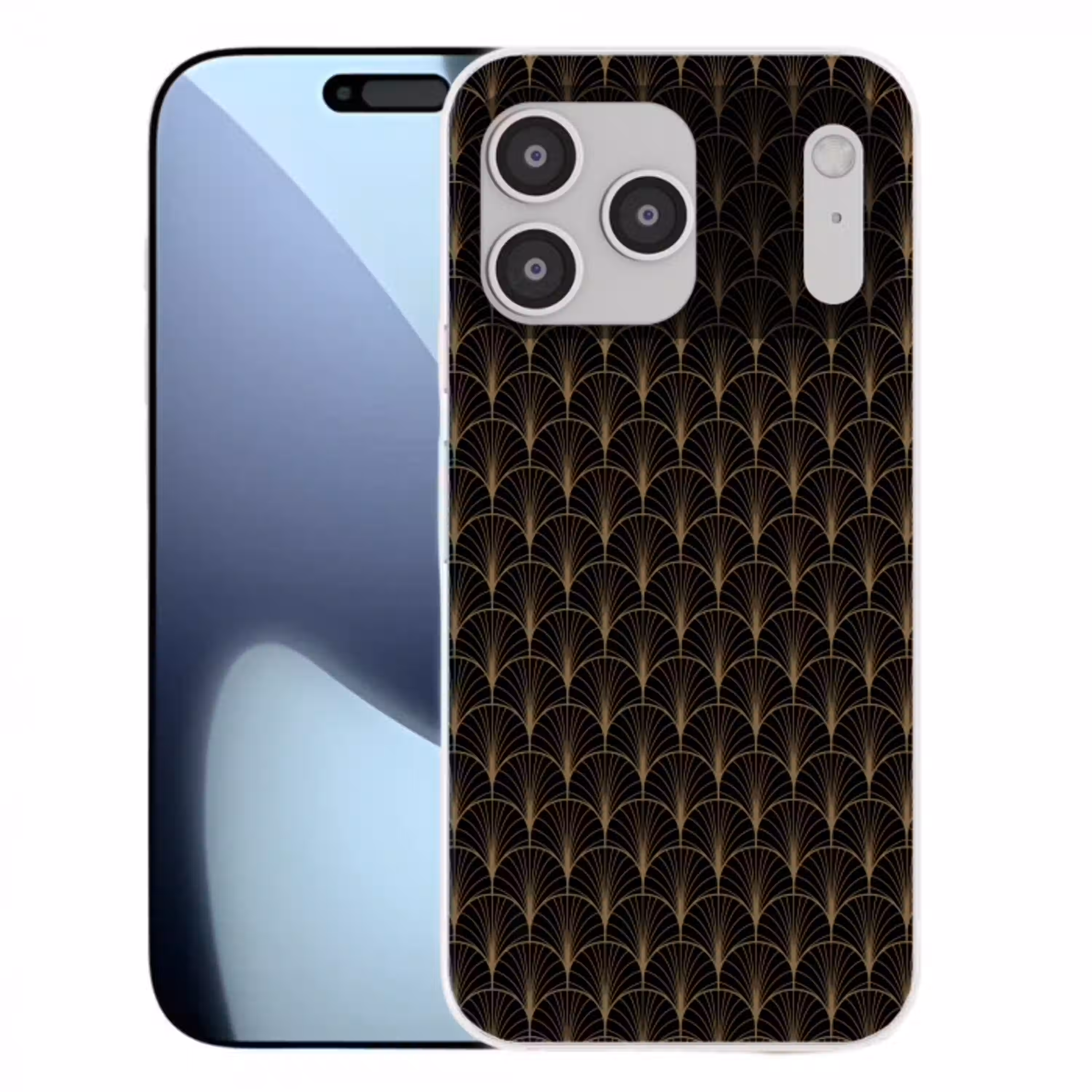 Gouden - Waaiers - Zwart Telefoonhoesje iPhone 17 Pro Max klein 879 -3d