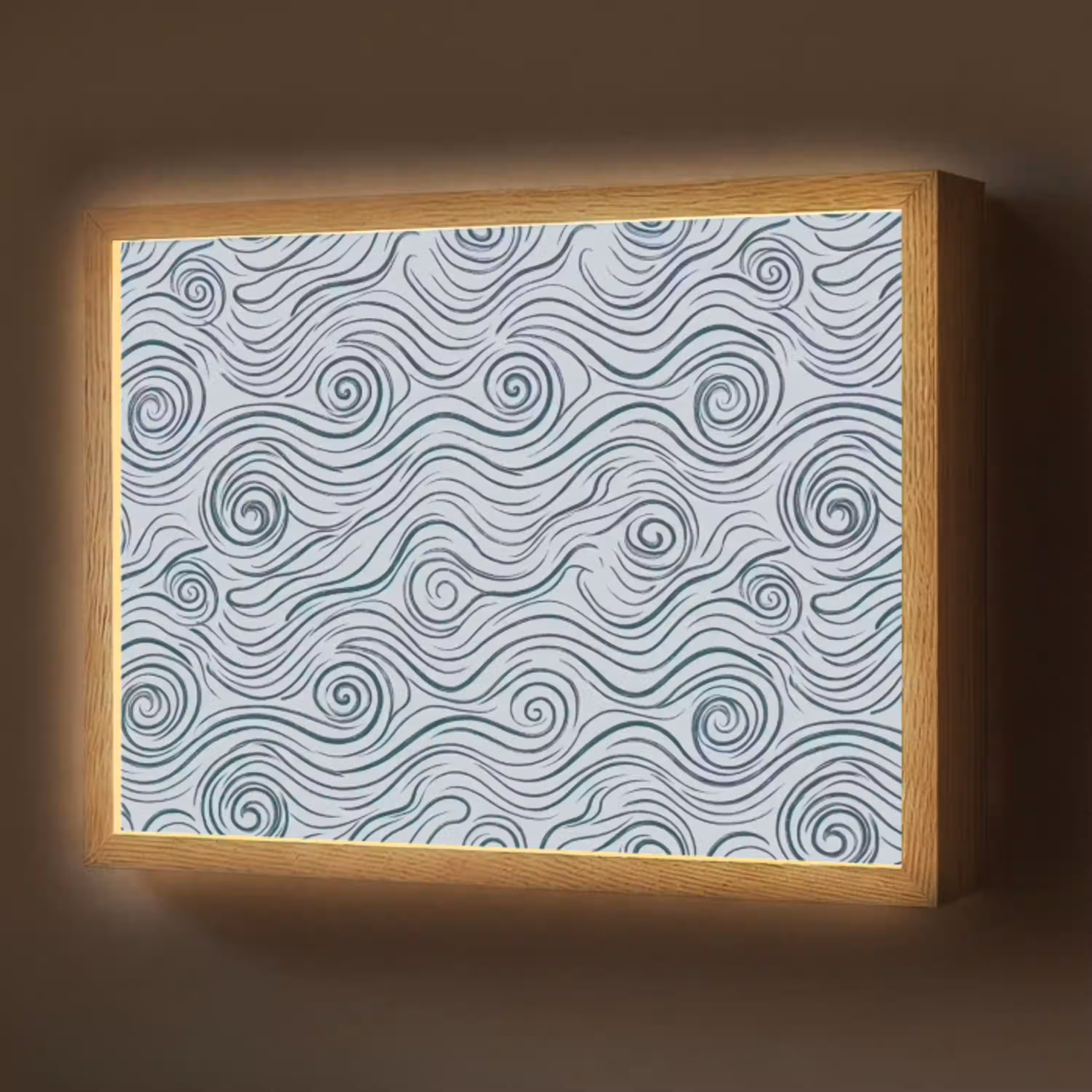 Patroon - Golven - Abstract - Modern - Blauw Light Box met batterij (Wandlamp) middel -z3d_website