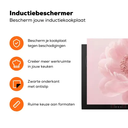 Bloem - Pioenroos - Roze Inductie beschermer vinyl 3mm klein -zzzzzzz-td-ups