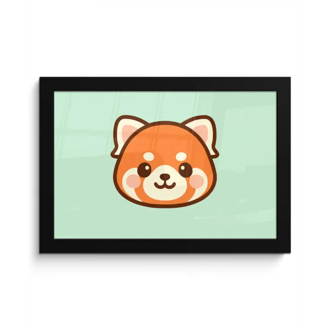 Rode panda - Groen - Cartoon fotolijst zwart zonder passe partout klein -3d