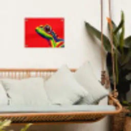 Kikker - Kleurrijk - Strepen - Ogen tuinposter los doek klein -sfeer7