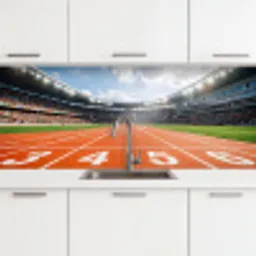 Sintelbaan - Stadion - Sport -Oranje keuken achterwand 2 middel -3d