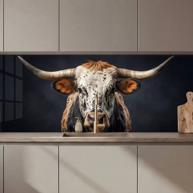 Stier - Kleurrijk - Hoorns keuken achterwand 2 middel zz_3dshopping