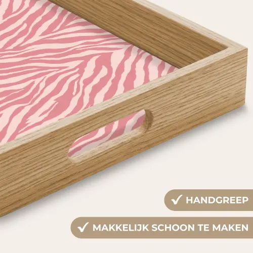 Zebra - Print - Roze Dienblad Rechthoek middel 911 -USP_HandgreepNL