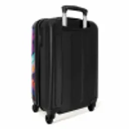 Kat met jas in kleurrijke stad NBS - Handbagage koffer - Unisex middel -achterkant