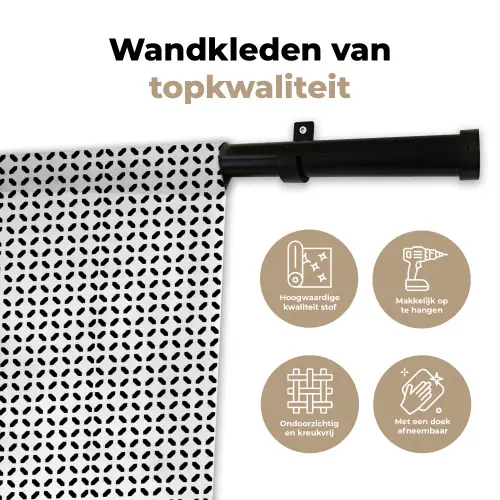 Zwart - Wit - Geometrie - Patronen - Abstract Wandkleed katoen klein 269 -sfeer2