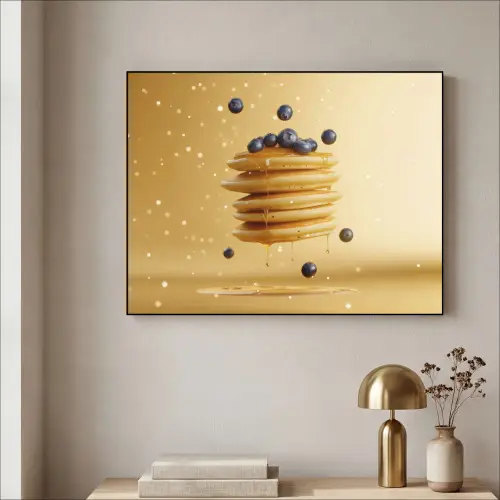 Pannenkoeken - Eten - Honing - Geel Textielframe zwart klein -sfeer2