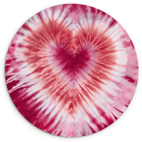 Hartvorm - Roze - Tie dye Wandcirkel kunststof plaat 5mm dik klein -3d