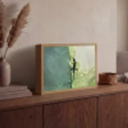 Hagedis - Blad - Nerven - Groen Light Box met batterij (Wandlamp) middel -sfeer2