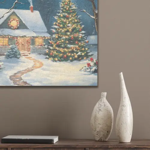 Kerst - Kerstboom - Winter - Huis - Sneeuw PET vilt klein -sfeer6_closeup