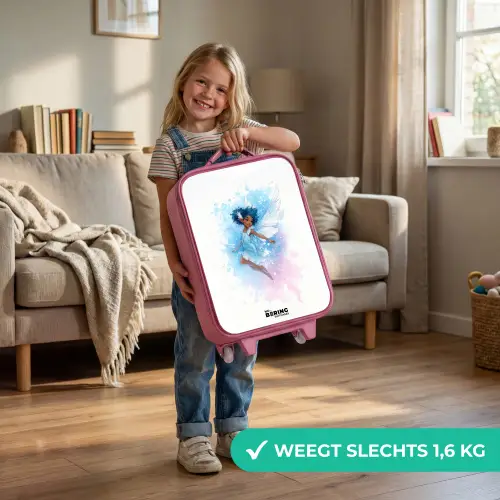 Vliegende fee in blauwe tinten Kinderkoffer - Roze klein -sfeer2_NL