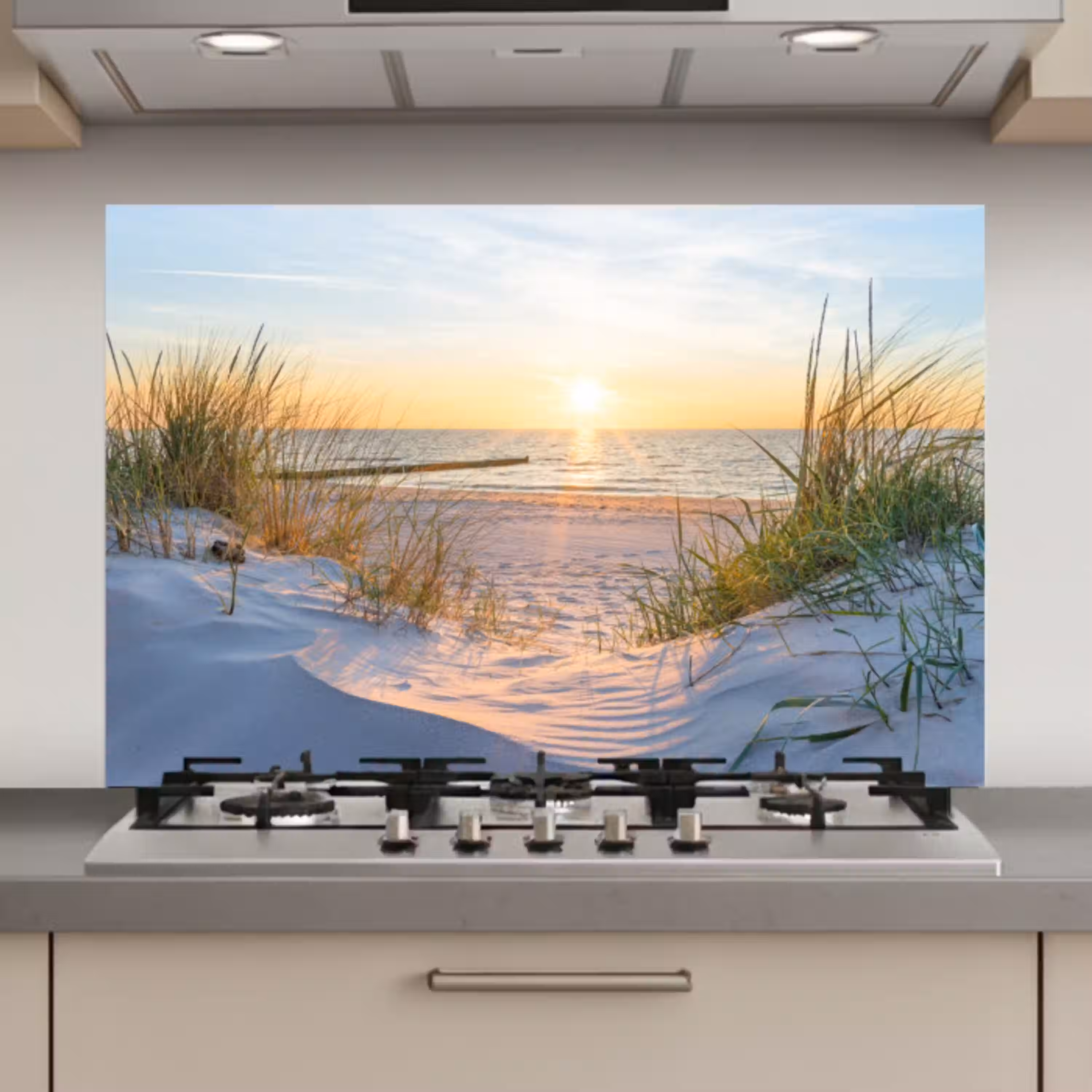 Strand - Zon - Duin - Gras - Zand - Horizon keuken achterwand spatscherm klein -3d_website