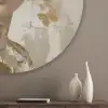 Gezicht - Vrouw - Bladeren - Goud Akoestische PET Vilt - Rond klein -sfeer5_closeup