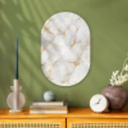 Marmer - Wit - Goud - Abstract Wandcirkel Ovaal Forex klein -sfeer2