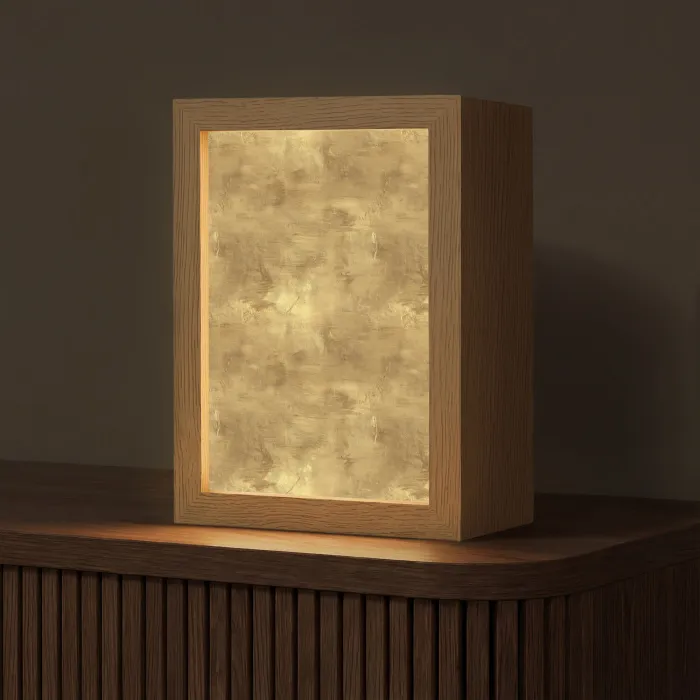 Industrieel - Textuur - Goud Light Box met kabel (Tafellamp) klein 925 -z3d_website