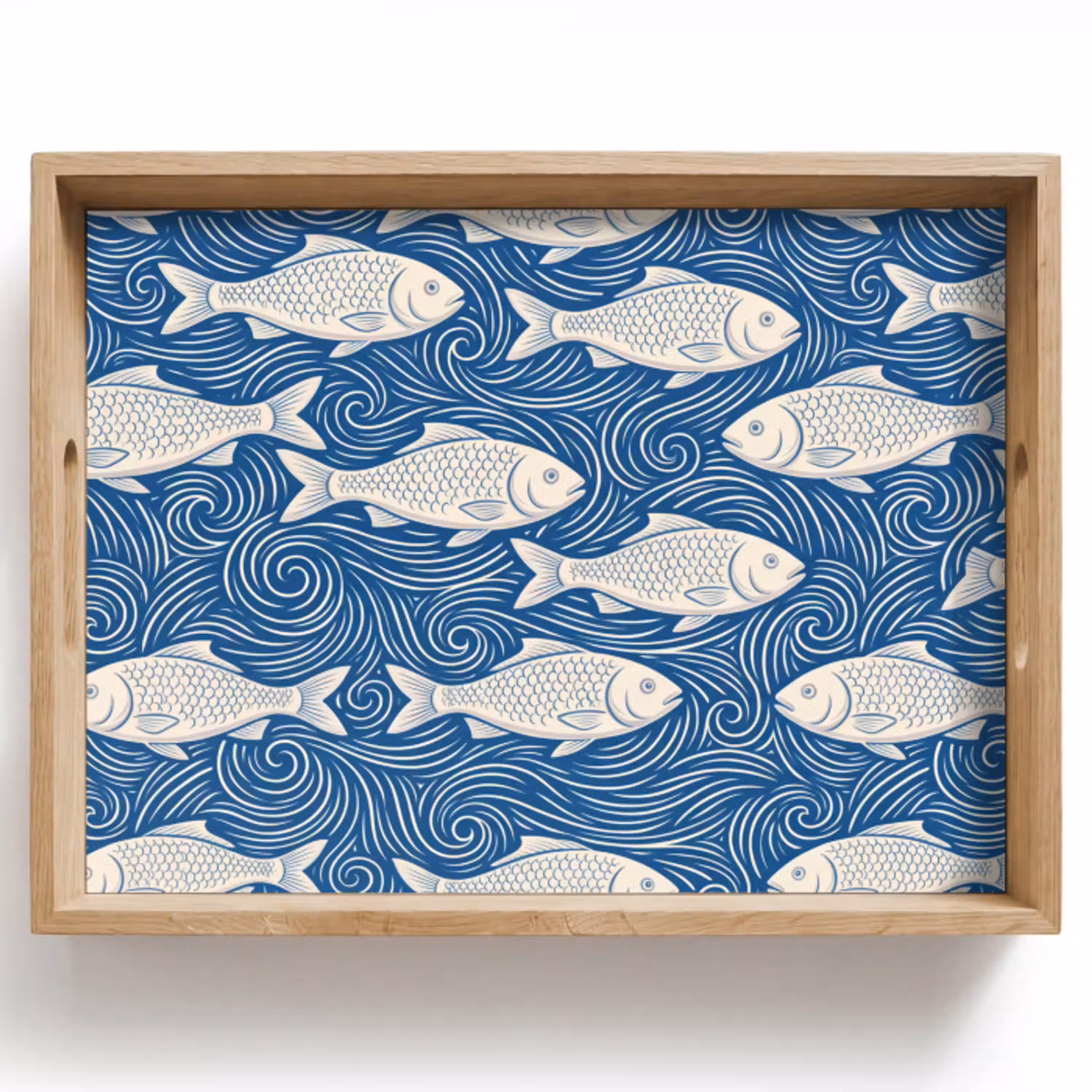 Vis - Water - Patroon - Grafisch - Blauw Dienblad Rechthoek middel -z3d_shopping