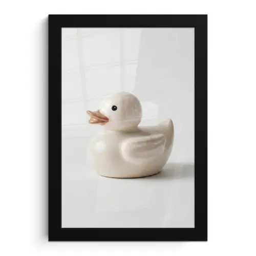 Badeend - Minimalistisch - Wit fotolijst zwart zonder passe partout klein -3d