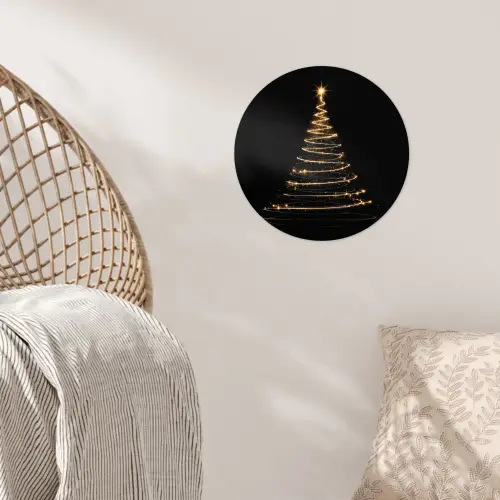 Magisch - Kerstboom - Lichtspiralen - Zwart Wandcirkel behangsticker klein -sfeer4