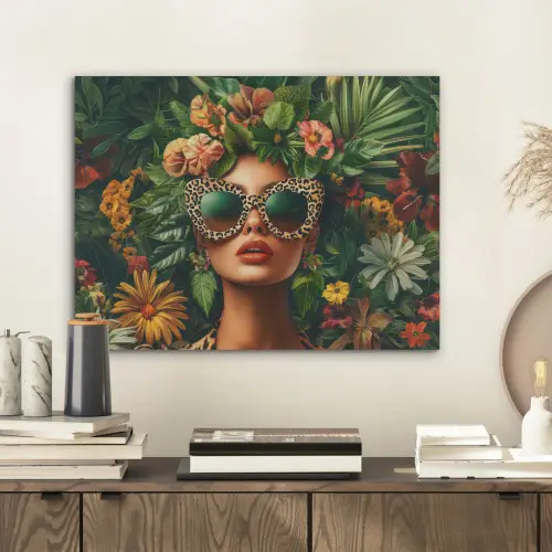 Vrouw - Panterprint - Jungle - Natuur - Luxe PET vilt klein -sfeer1