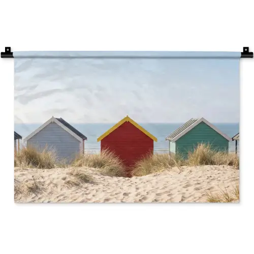 Strand - Huisjes - Kleurrijk - Duinen Wandkleed katoen klein -zz3d