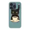 Kat - Zwart - Koffie - Minimalistisch Telefoonhoesje iPhone 17 Pro klein -3d