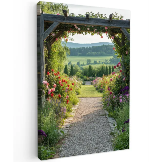Outdoor Canvas Print - See-through - Landscape - Nature - Garden arch - Flowers