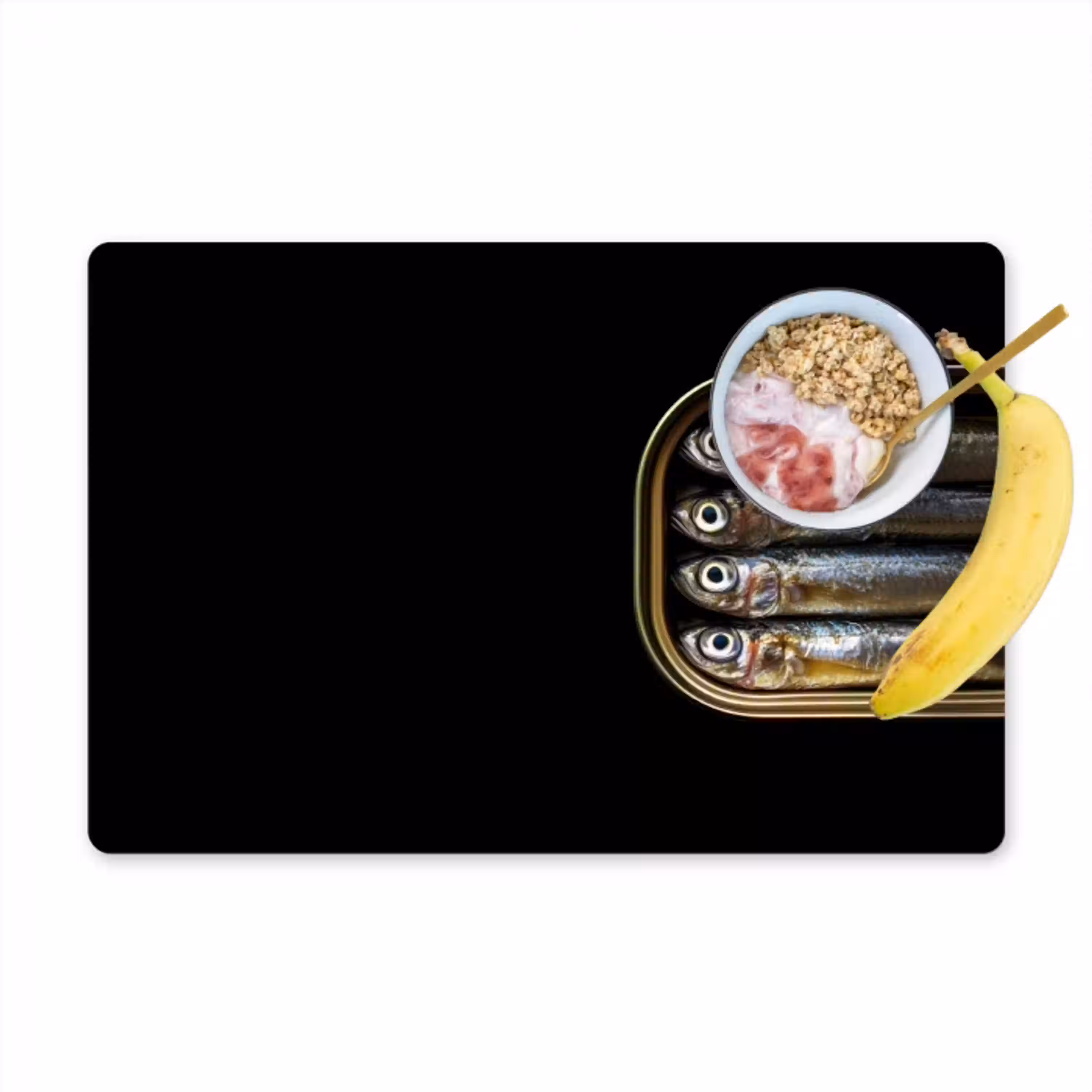 Sardines - Blik - Zwart - Vissen Placemat vinyl groot -zzzproduct_Kitchenyeah-website