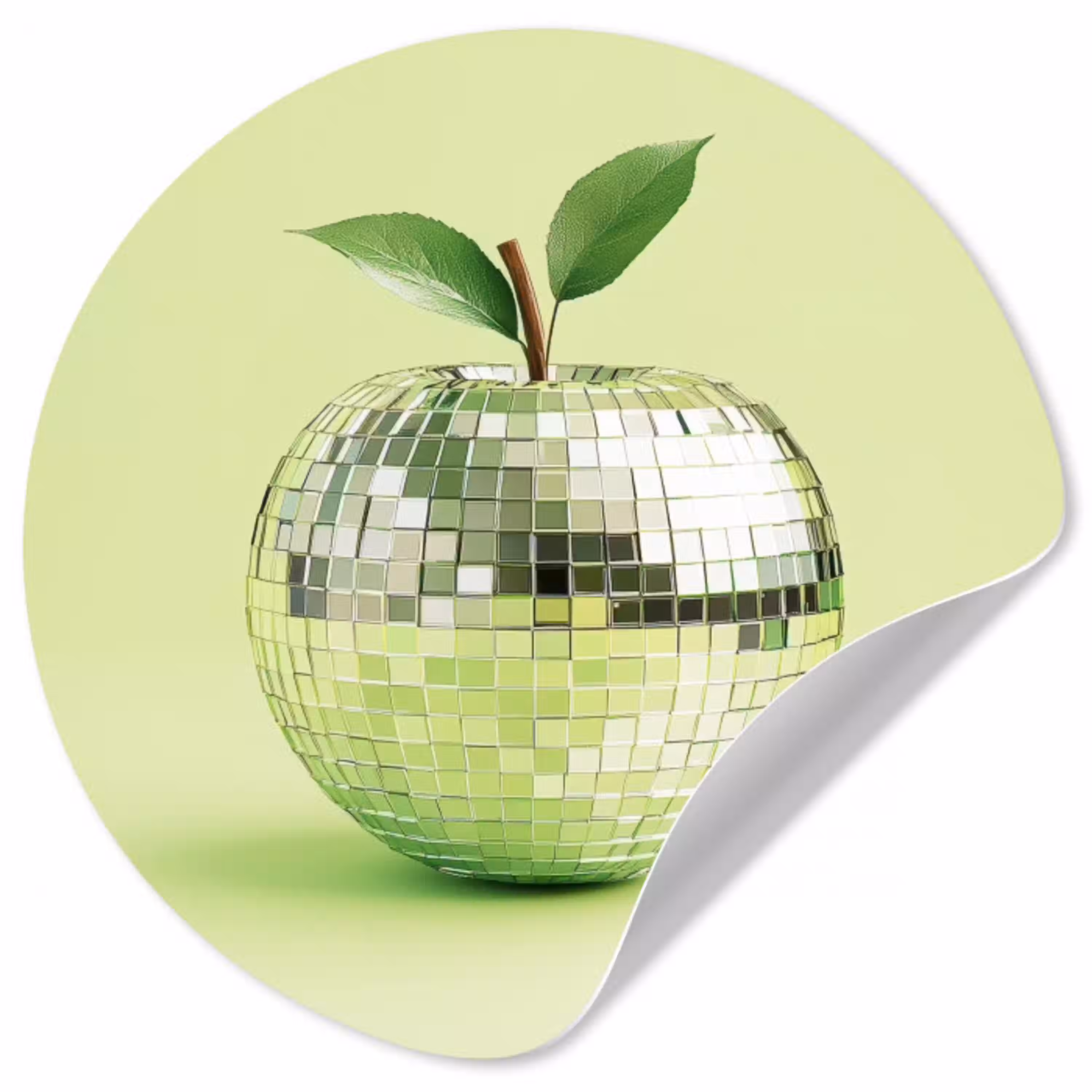 Groen - Disco - Decoratie - Appel Wandcirkel behangsticker klein -3d