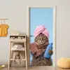 Kat - Handdoek - Washand - Zeep deurposter klein -sfeer4