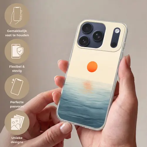 Zon - Oranje - Zee Telefoonhoesje iPhone 17 Pro klein -sfeer3_NL