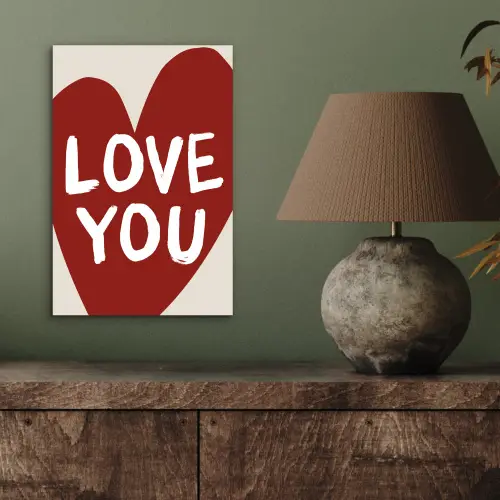 Loveyou - Hart - Rood aluminium wit klein -sfeer2