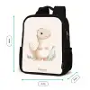 Beige dinosaurus met groene blaadjes Rugzak - Zwart middel -productfoto_formaten