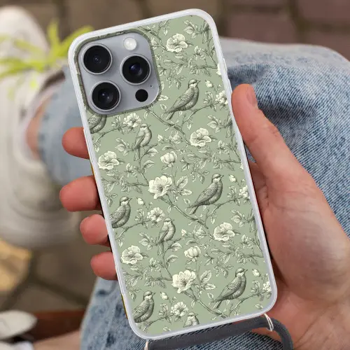 Klassiek - Botanisch - Groen Hoesje iPhone 16 Pro Max met koord klein 804 -sfeer3