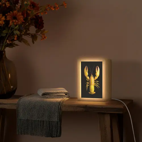 Kreeft - Geel - Stippen - Effen Light Box met kabel (Tafellamp) klein -sfeer4
