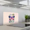 Bloemen - Bladeren - Vlinder - Kleurrijk keuken achterwand spatscherm klein -3d_schuin