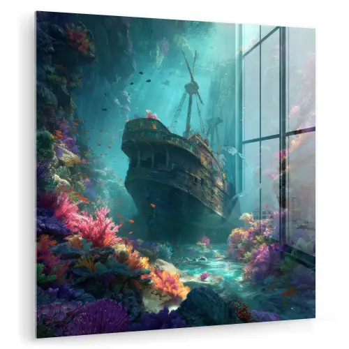 Schip - Hout - Koraalriffen - Zonlicht plexiglas 5mm klein -zzzproduct_nieuw