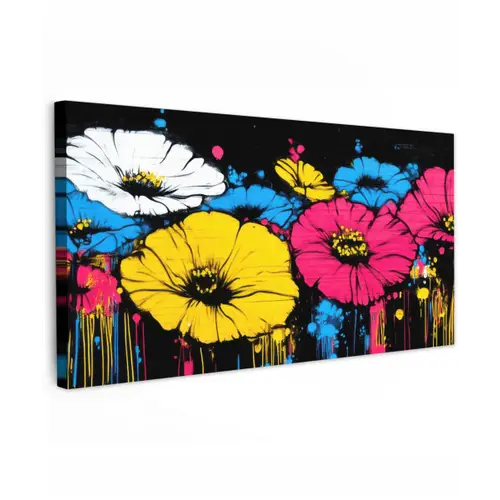 Graffiti - Bloemen - Kleur Tuinposter op houten frame 2 cm dik xxl -3d