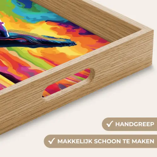 Zonsondergang - Walvis - Geschilderd - Kleurrijk Dienblad Rechthoek middel -USP_HandgreepNL