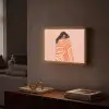 Meisje - Deken - Gestreept - Oranje Light Box met batterij (Wandlamp) middel -sfeer1