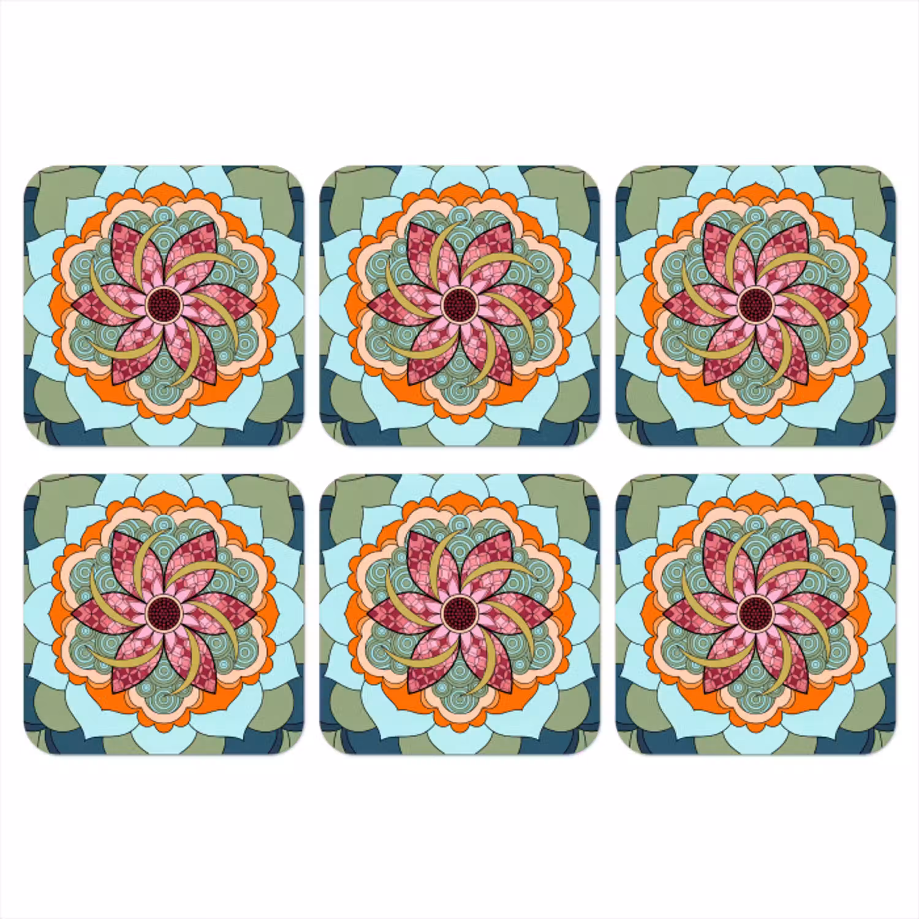 Mandala - Geometrisch - Kunst - Decoratief - Kleurrijk onderzetter kurk middel -3d