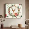 Kerstkrans - Hert - Hulst - Rood Textielframe - compleet frame klein -sfeer3