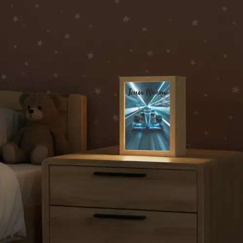Race - Auto - Formule 1 - Jongens - Blauw Light Box met kabel (Kinderlampje) klein -sfeer1_kind