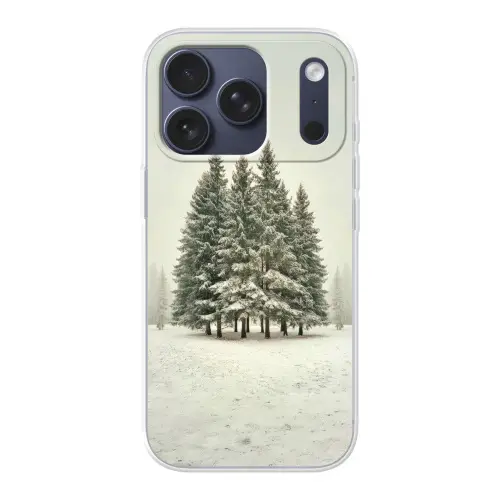 Bomen - Sneeuw - Wit Telefoonhoesje iPhone 17 Pro klein -3d