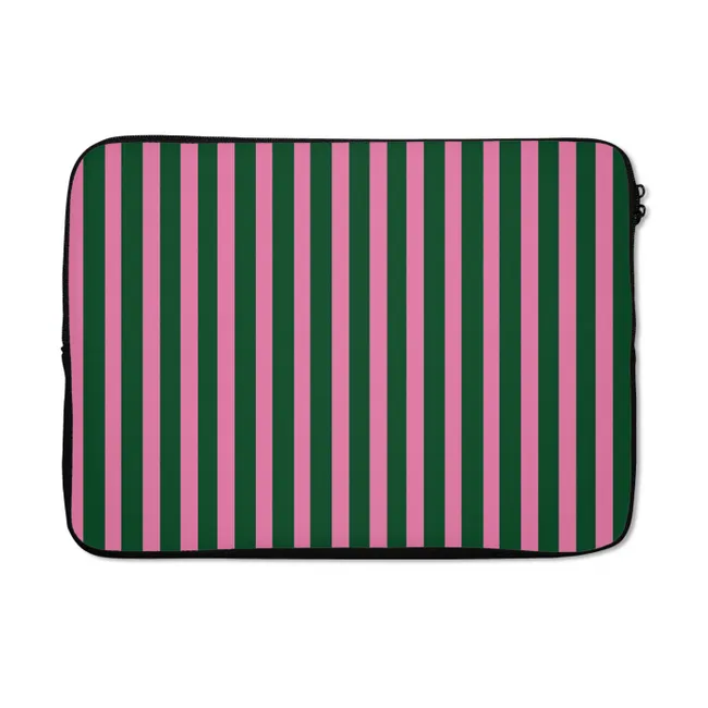 Laptophoes Verticale strepen - Groen - Roze