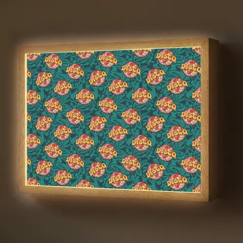 Groen - Disco - Patroon Light Box met batterij (Wandlamp) middel 907 -z3d_website