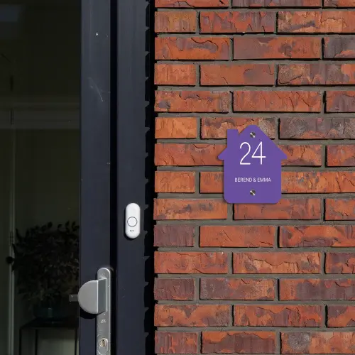 Donkerpaars - Klassiek Naambord Huisje klein -sfeer2