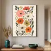 Veldbloemen - Stengels - Blaadjes - Groen Textielframe zwart klein -sfeer1