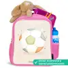 Voetbal in beige pastel kleuren Kinderrugzak - Roze middel -inhoud_NL