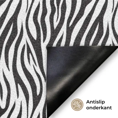 Zwart - Wit - Zebra - Patroon Deurmat klein 898 -antislip_NL
