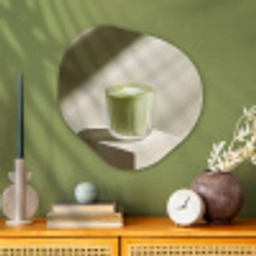 Matcha - Glas - Groen - Minimalistisch Wandcirkel Organisch Plexiglas middel -sfeer2